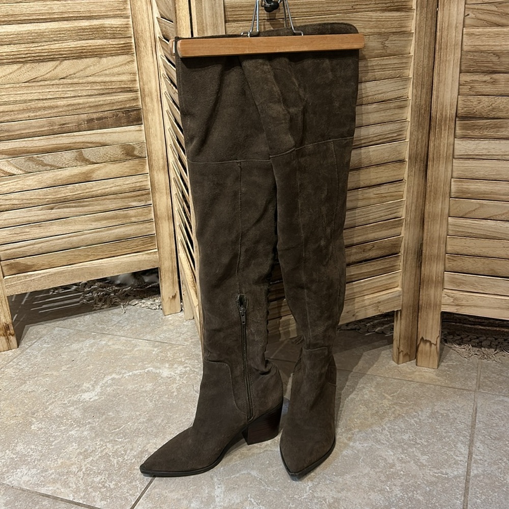 Aldo Brown Suede Over-the-Knee Lace-Up Boots